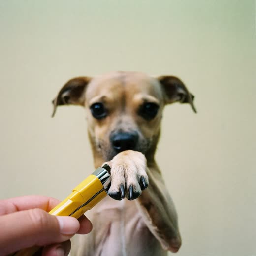 A dog's paw held for nail clipping